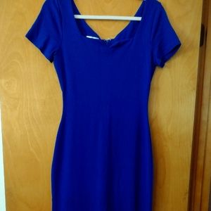 Unique Vintage Cobalt Blue Midi Dress, Size M